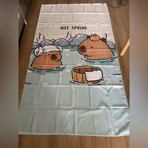 😍Capybara Hot Spring Bear Shower Curtain/Tapestry